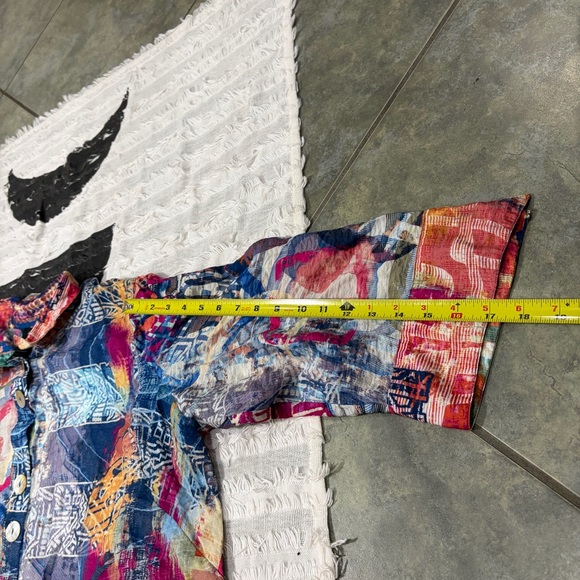 Ali Miles Top Women's 2X Multi Artsy Graphic Tropical Floral Button Front Boho - Picture 12 of 12